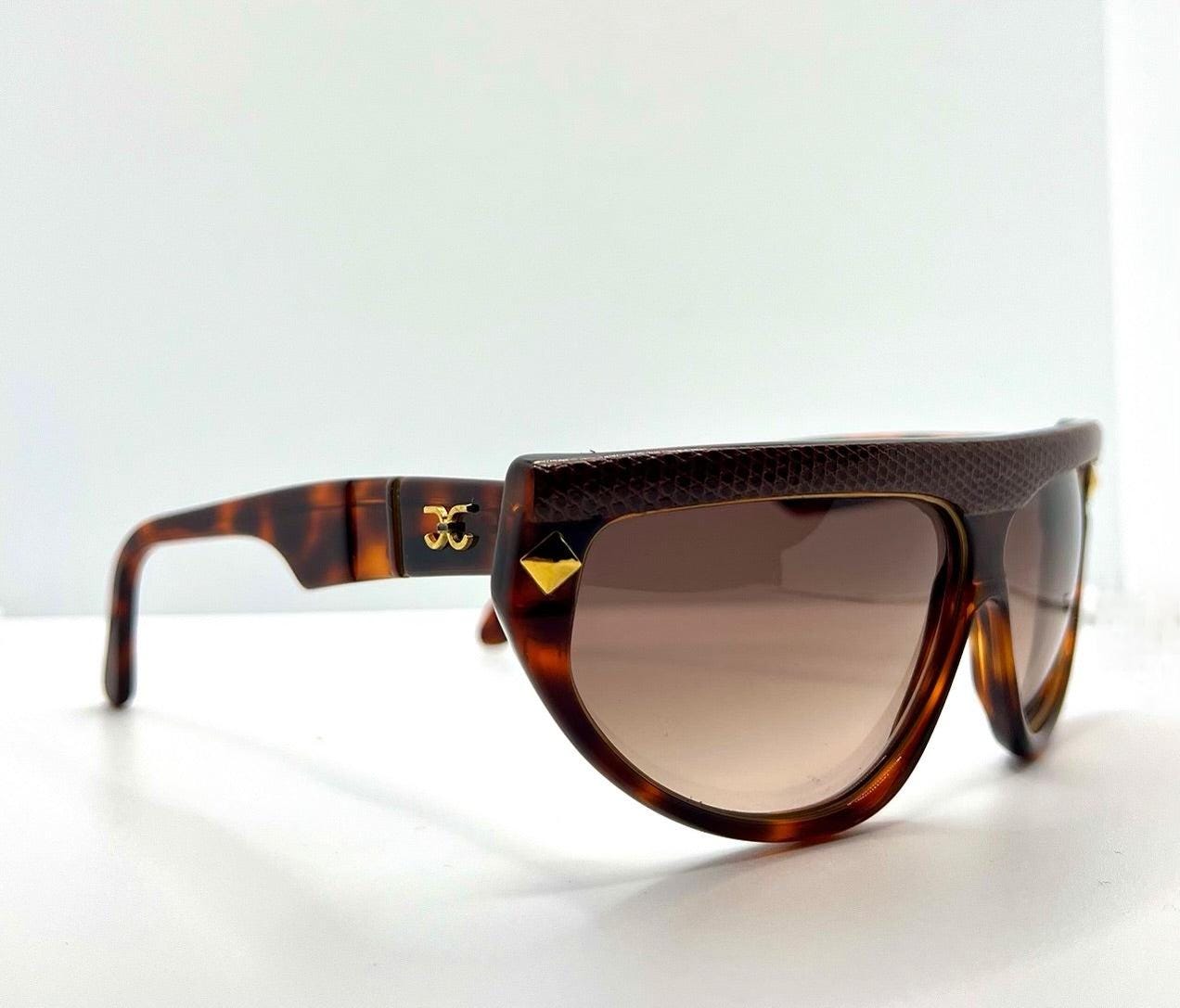 Claudia Carlotti Stratos Cc14 Vintage Sunglasses-Snakeskin Brow-Rare Deadstock Find