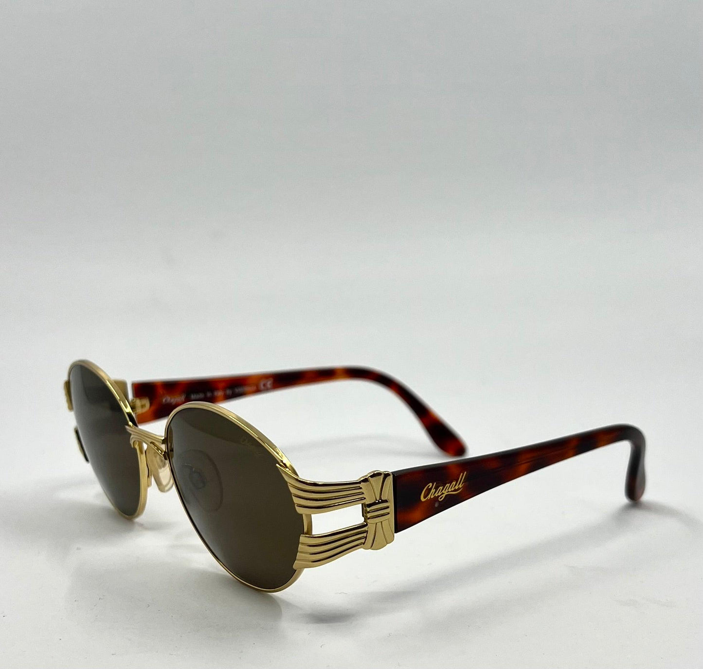 Chagall By Visibilia Ll 2552 002 Vintage Sunglasses – Deadstock Italian Gold & Tortoise-Brown Lenses