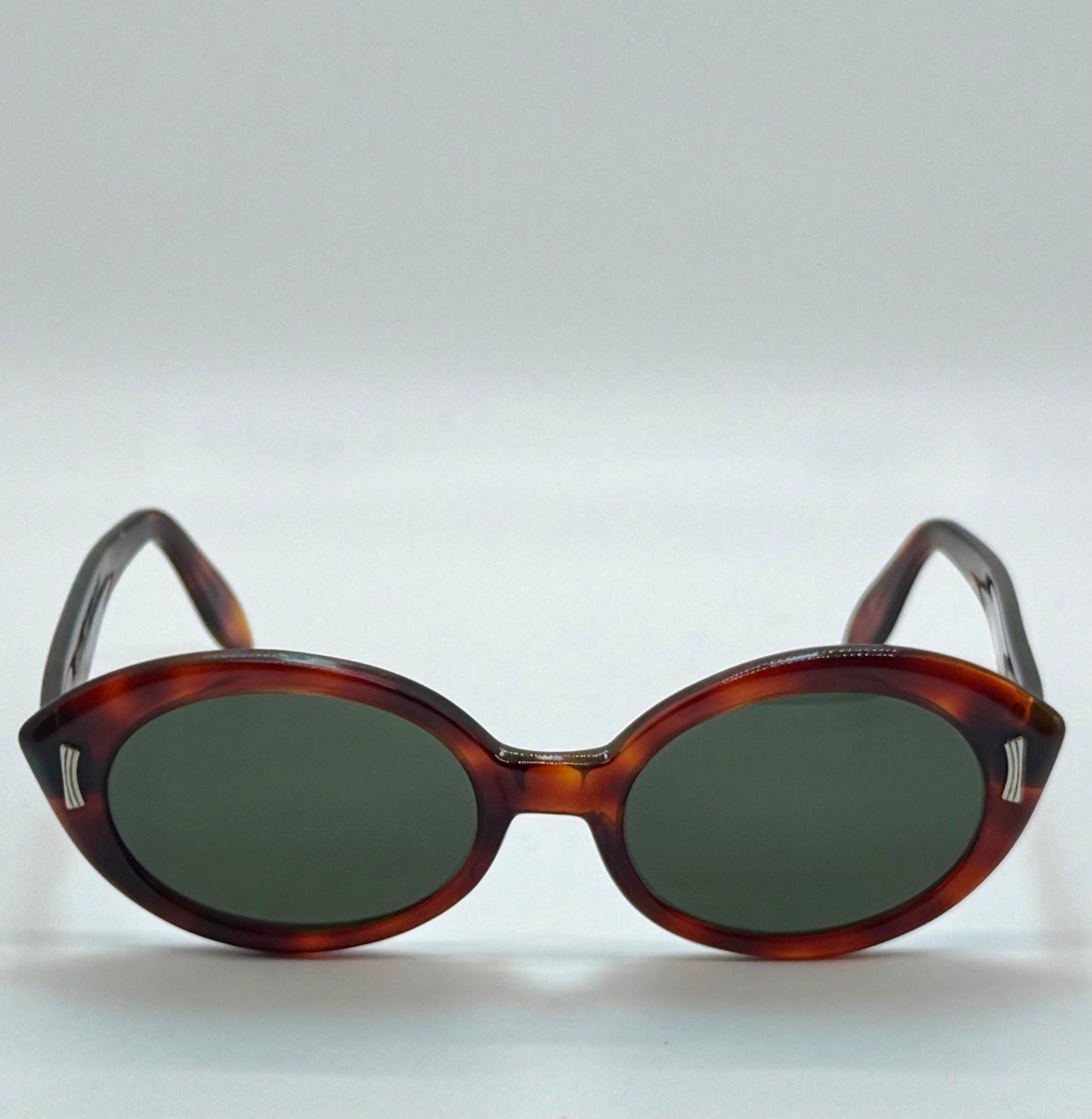 Vintage Sro U.S.A. 5 3|4 - Tortoise Panto Sunglasses With Brand New, Custom Berko'S Designs Evergreen Lenses