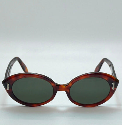 Vintage Sro U.S.A. 5 3|4 - Tortoise Panto Sunglasses With Brand New, Custom Berko'S Designs Evergreen Lenses