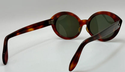 Vintage Sro U.S.A. 5 3|4 - Tortoise Panto Sunglasses With Brand New, Custom Berko'S Designs Evergreen Lenses