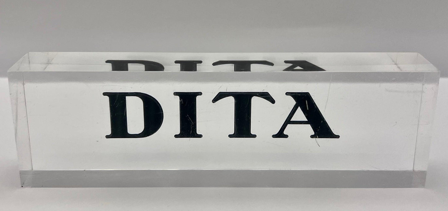 Dita Acrylic In Store Logo - Display - Plague - Sign - 8.5 X 2.5 X 1 Inches.