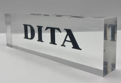 Dita Acrylic In Store Logo - Display - Plague - Sign - 8.5 X 2.5 X 1 Inches.