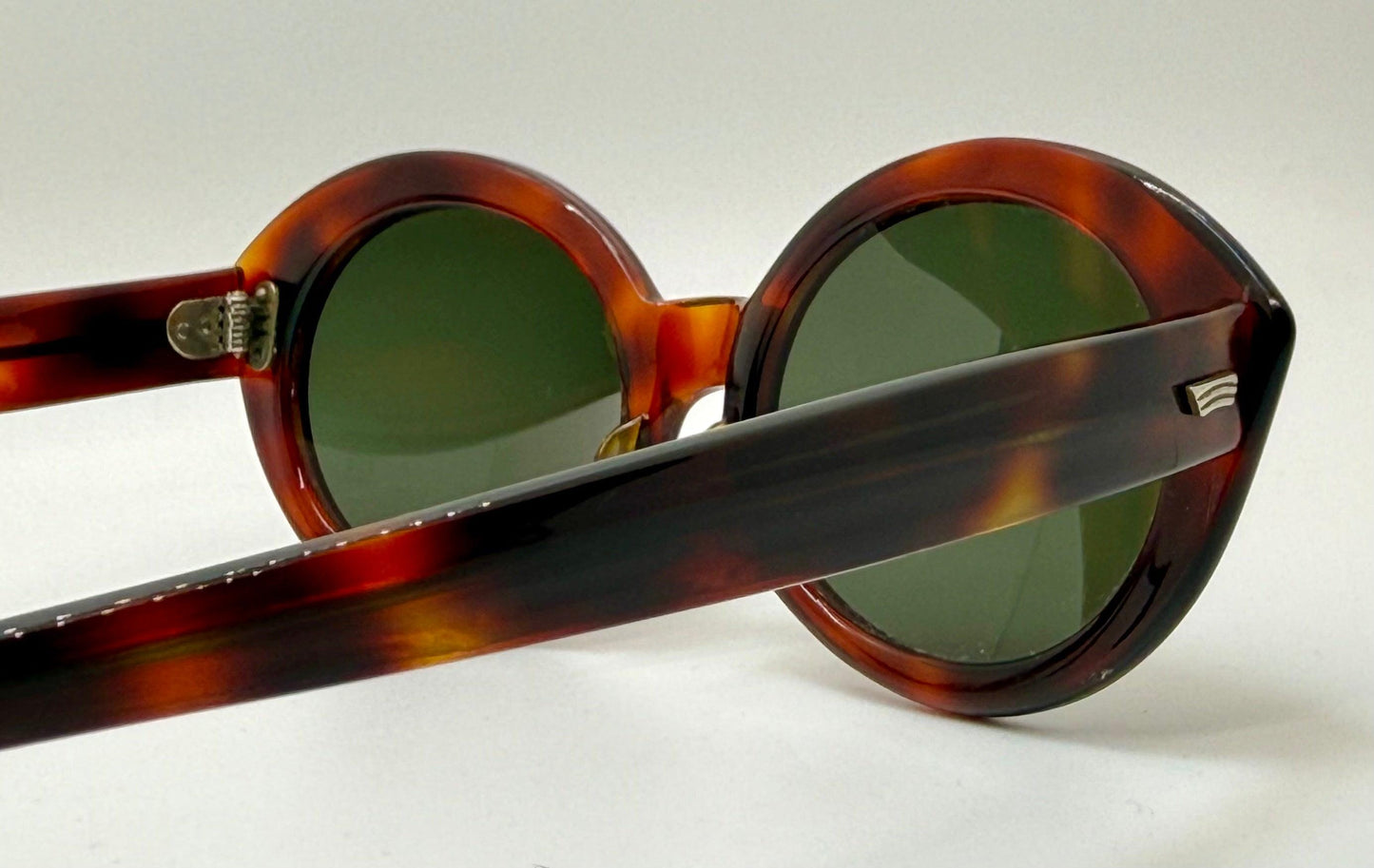 Vintage Sro U.S.A. 5 3|4 - Tortoise Panto Sunglasses With Brand New, Custom Berko'S Designs Evergreen Lenses