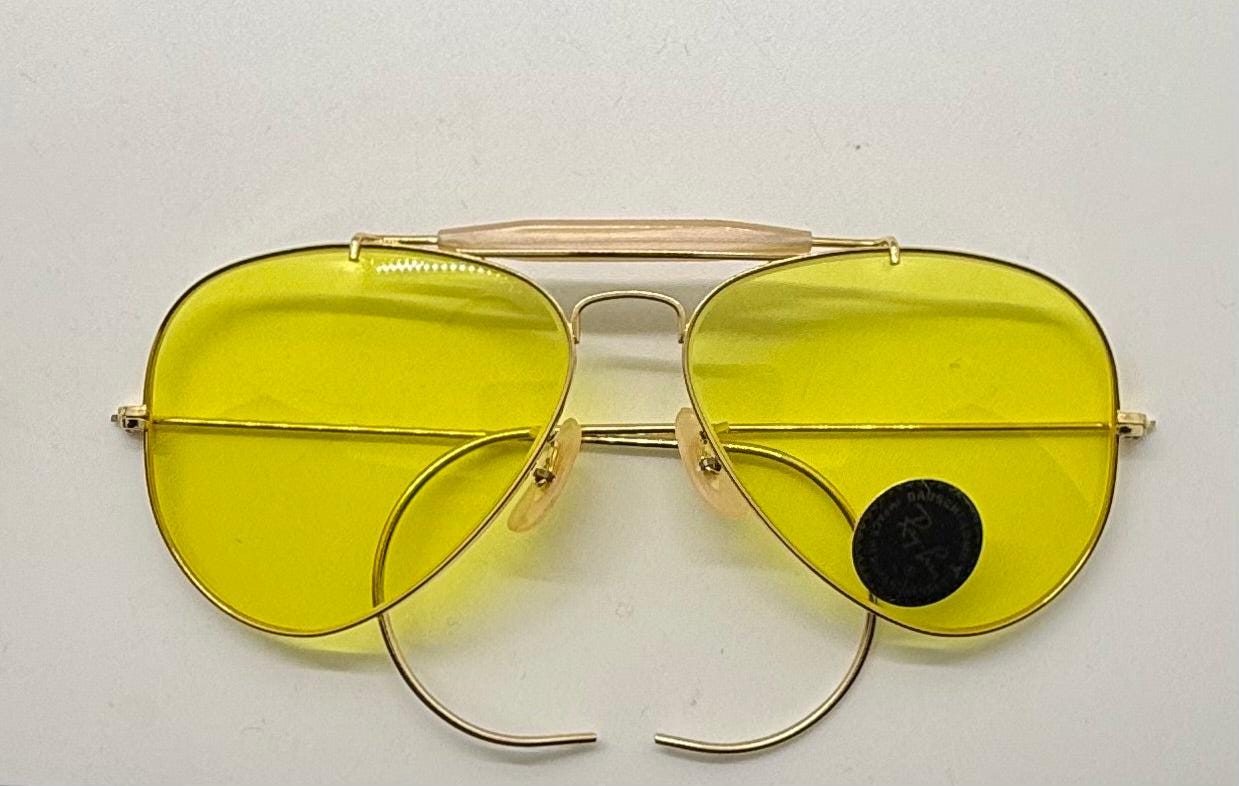 B&L Ray-Ban Outdoorsman Aviator-Calichrome Yellow Lenses-5814 Vintage Deadstock-Usa