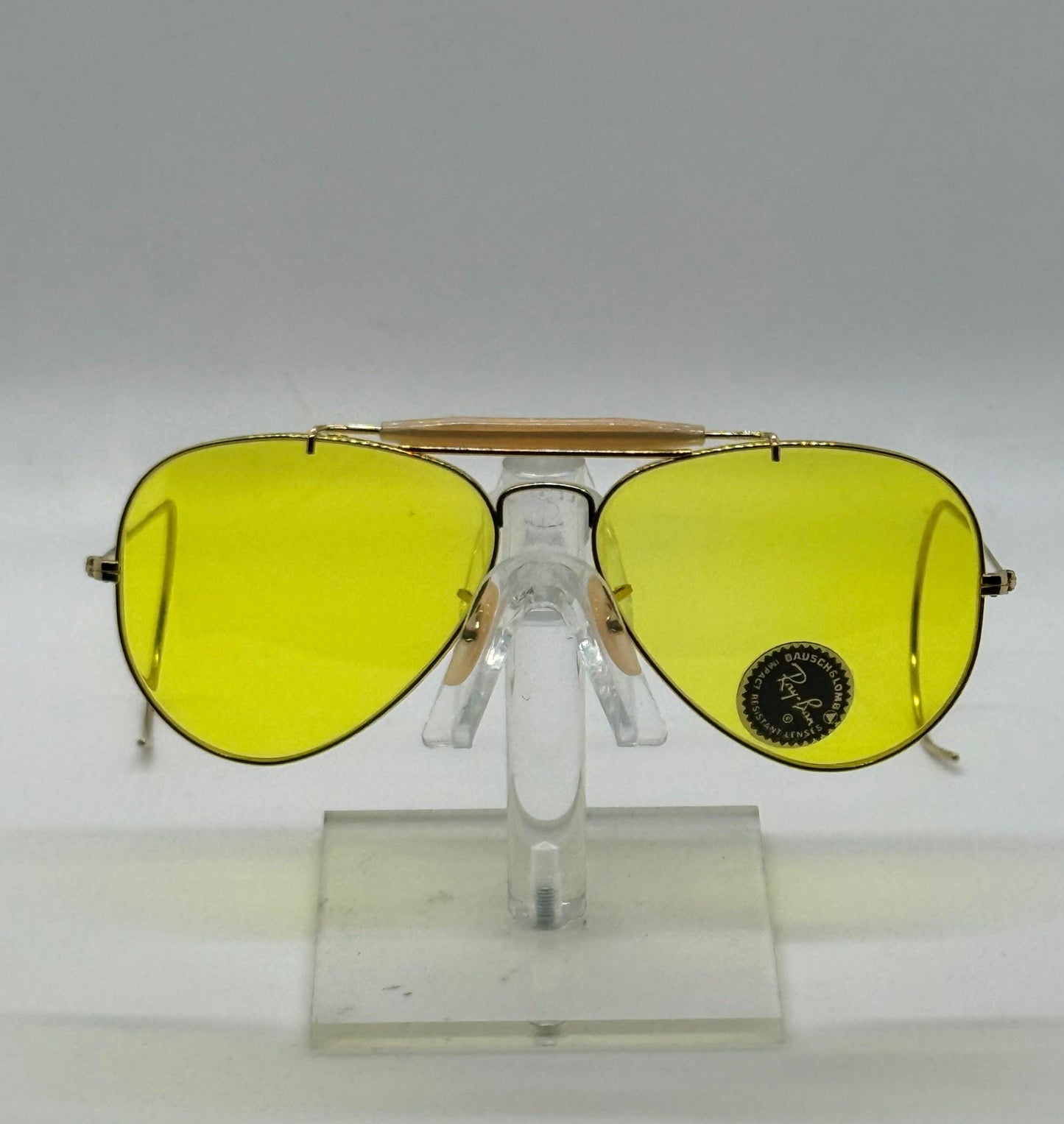 B&L Ray-Ban Outdoorsman Aviator-Calichrome Yellow Lenses-5814 Vintage Deadstock-Usa