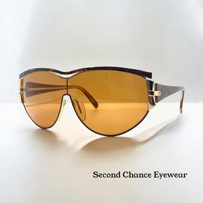 Nina Ricci Nr3017 C.321 0166 Vintage Shield Sunglasses-Gold|Brown-Deadstock