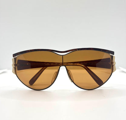 Nina Ricci Nr3017 C.321 0166 Vintage Shield Sunglasses-Gold|Brown-Deadstock
