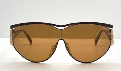 Nina Ricci Nr3017 C.321 0166 Vintage Shield Sunglasses-Gold|Brown-Deadstock