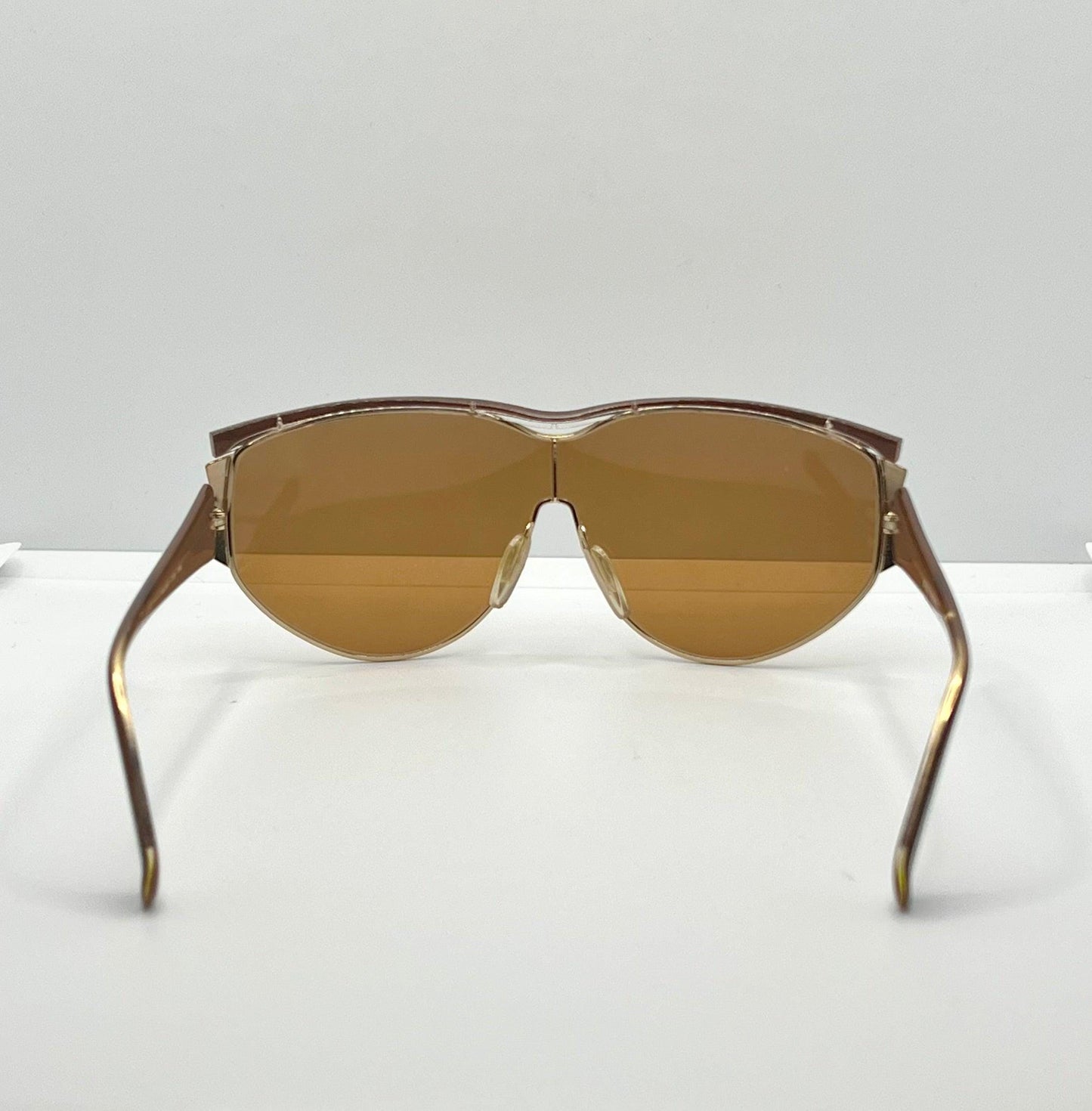 Nina Ricci Nr3017 C.321 0166 Vintage Shield Sunglasses-Gold|Brown-Deadstock