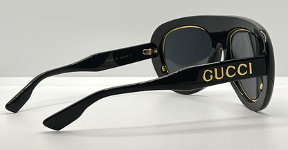 Gucci Gg1152S 001 Black|Gold Sunglasses-Italy-Full Kit Pre-Owned-54Mm