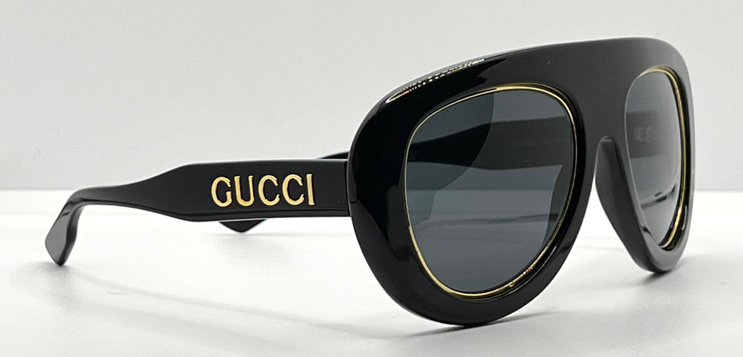 Gucci Gg1152S 001 Black|Gold Sunglasses-Italy-Full Kit Pre-Owned-54Mm