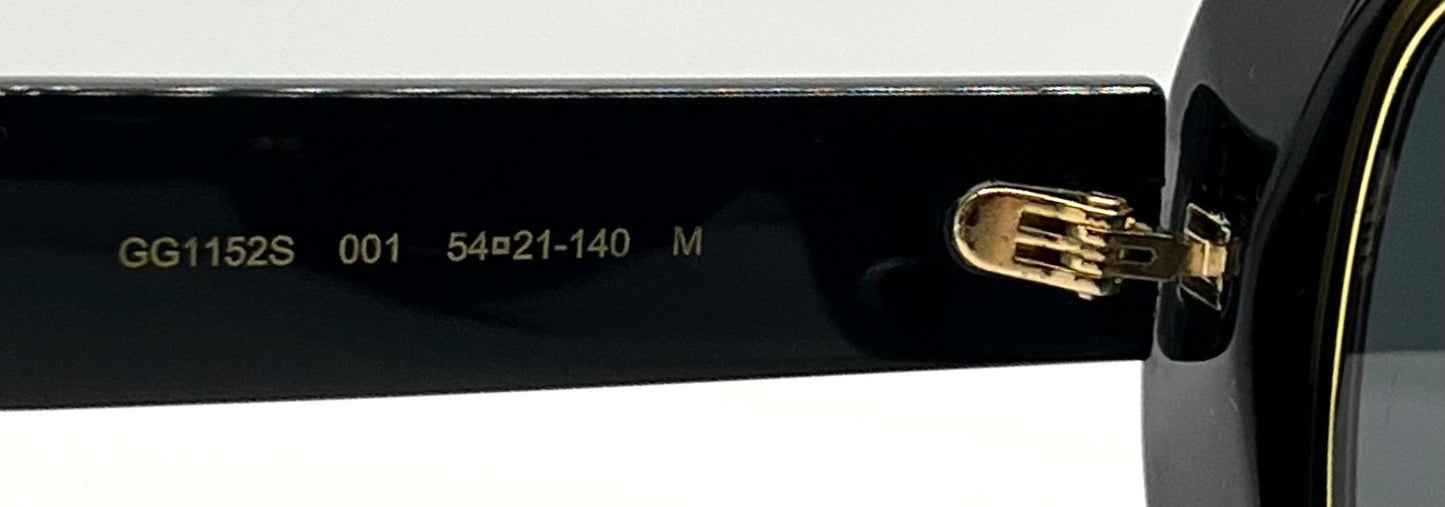 Gucci Gg1152S 001 Black|Gold Sunglasses-Italy-Full Kit Pre-Owned-54Mm