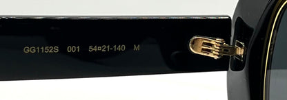 Gucci Gg1152S 001 Black|Gold Sunglasses-Italy-Full Kit Pre-Owned-54Mm