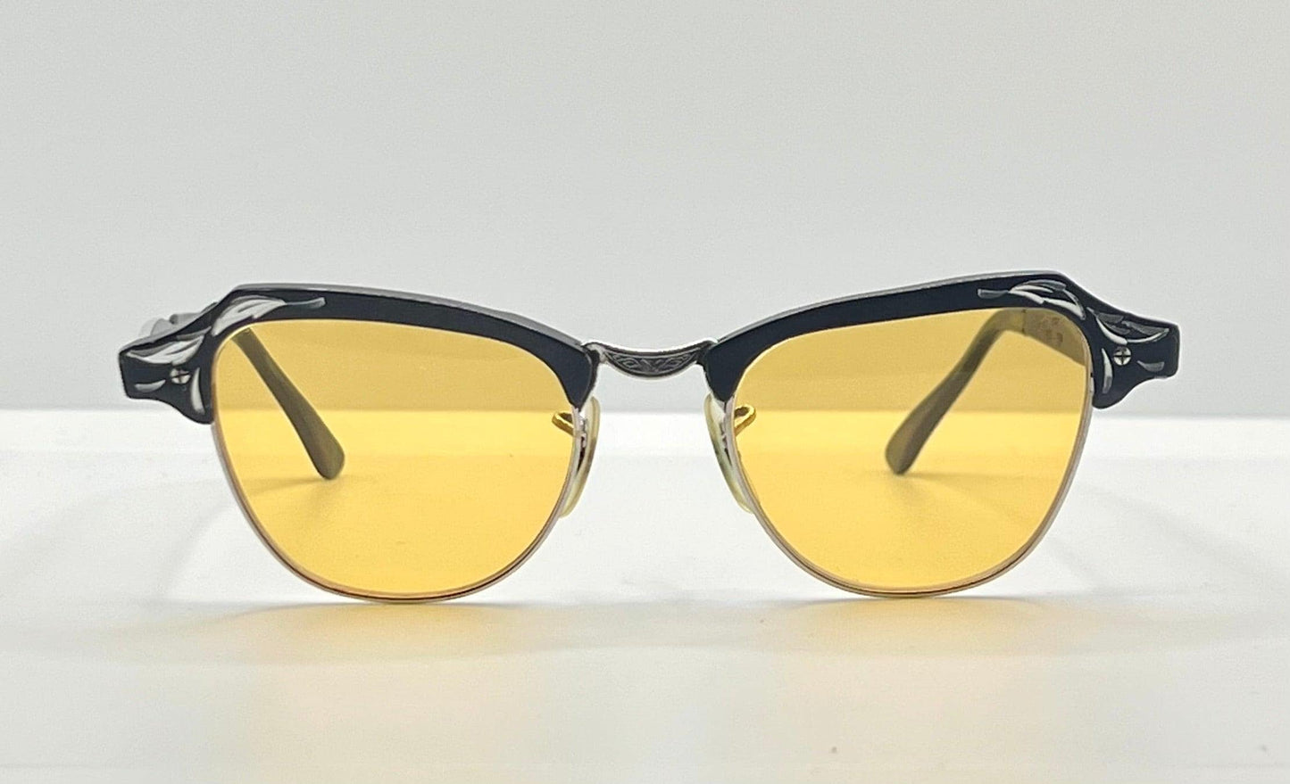 B&L 1|10 12K Gf 20-46 Clubmaster-Style Vintage Sunglasses W|New, Custom Solid Persimmon Lenses