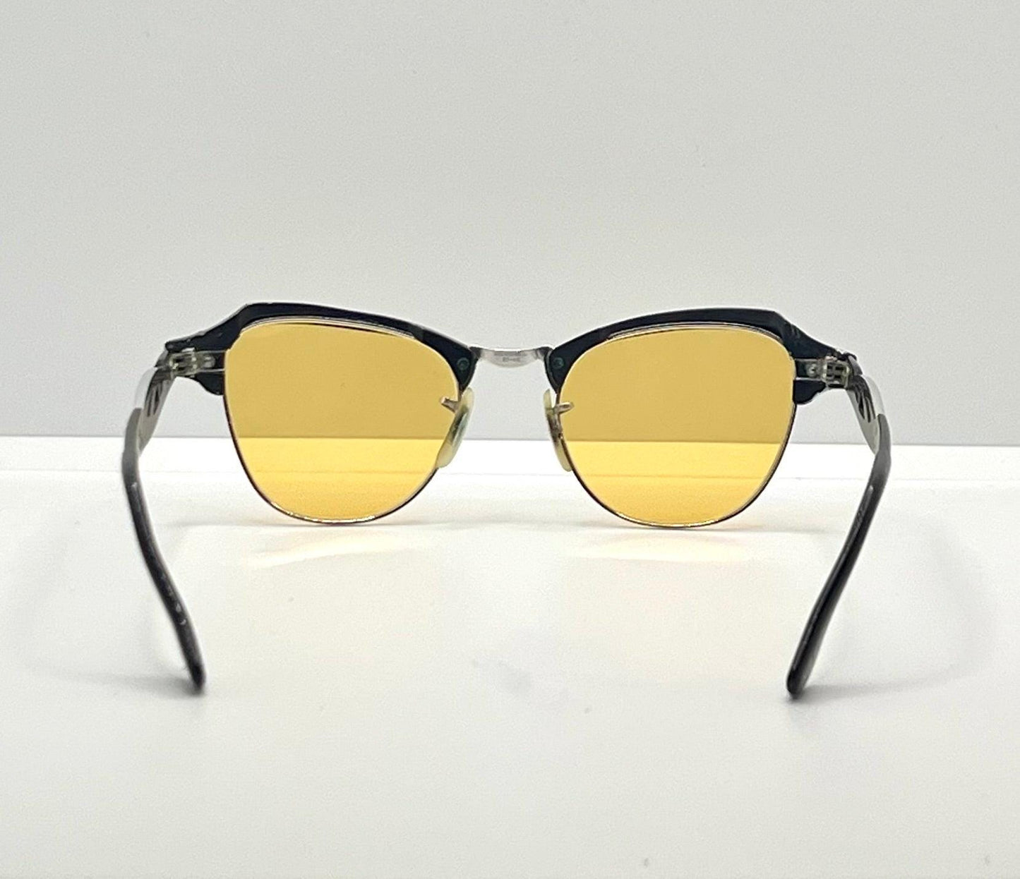 B&L 1|10 12K Gf 20-46 Clubmaster-Style Vintage Sunglasses W|New, Custom Solid Persimmon Lenses