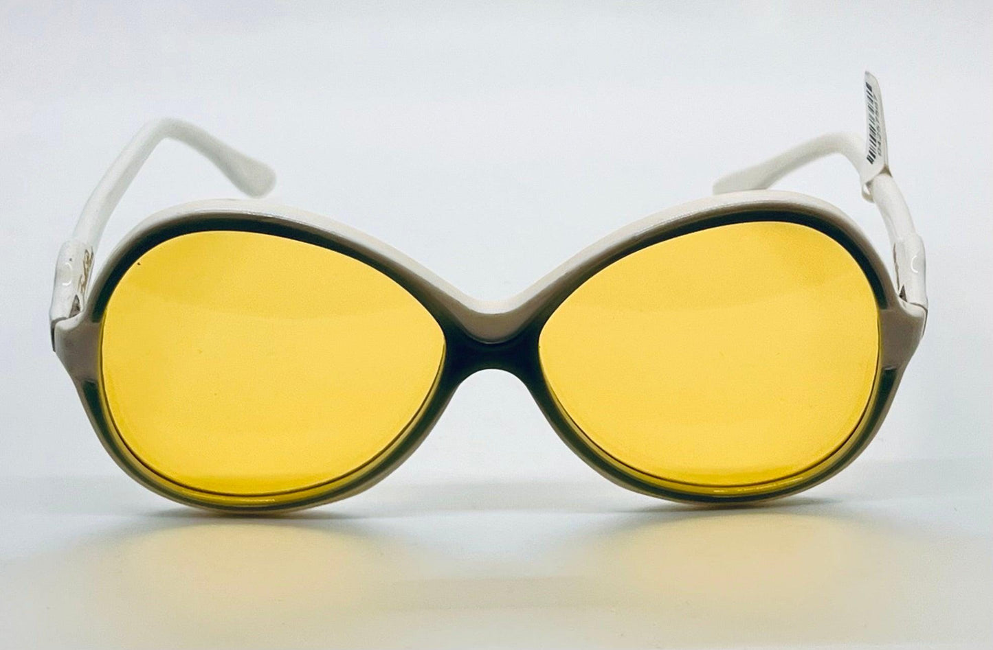 Vintage 1970S Emilio Pucci Sunglasses – Nos Pearl White With Muted Jade Accents, Original Solid Marigold Lenses-Made In France