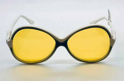 Vintage 1970S Emilio Pucci Sunglasses – Nos Pearl White With Muted Jade Accents, Original Solid Marigold Lenses-Made In France