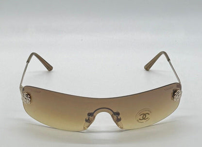 Chanel 4086 C.125|73 Silver Shield Rimless Sunglasses – Vintage Deadstock – Made In Italy