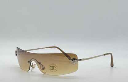 Chanel 4086 C.125|73 Silver Shield Rimless Sunglasses – Vintage Deadstock – Made In Italy