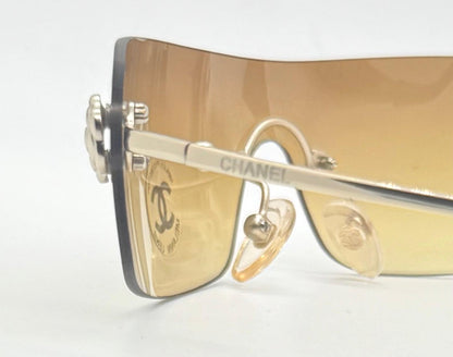 Chanel 4086 C.125|73 Silver Shield Rimless Sunglasses – Vintage Deadstock – Made In Italy