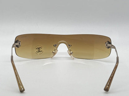 Chanel 4086 C.125|73 Silver Shield Rimless Sunglasses – Vintage Deadstock – Made In Italy