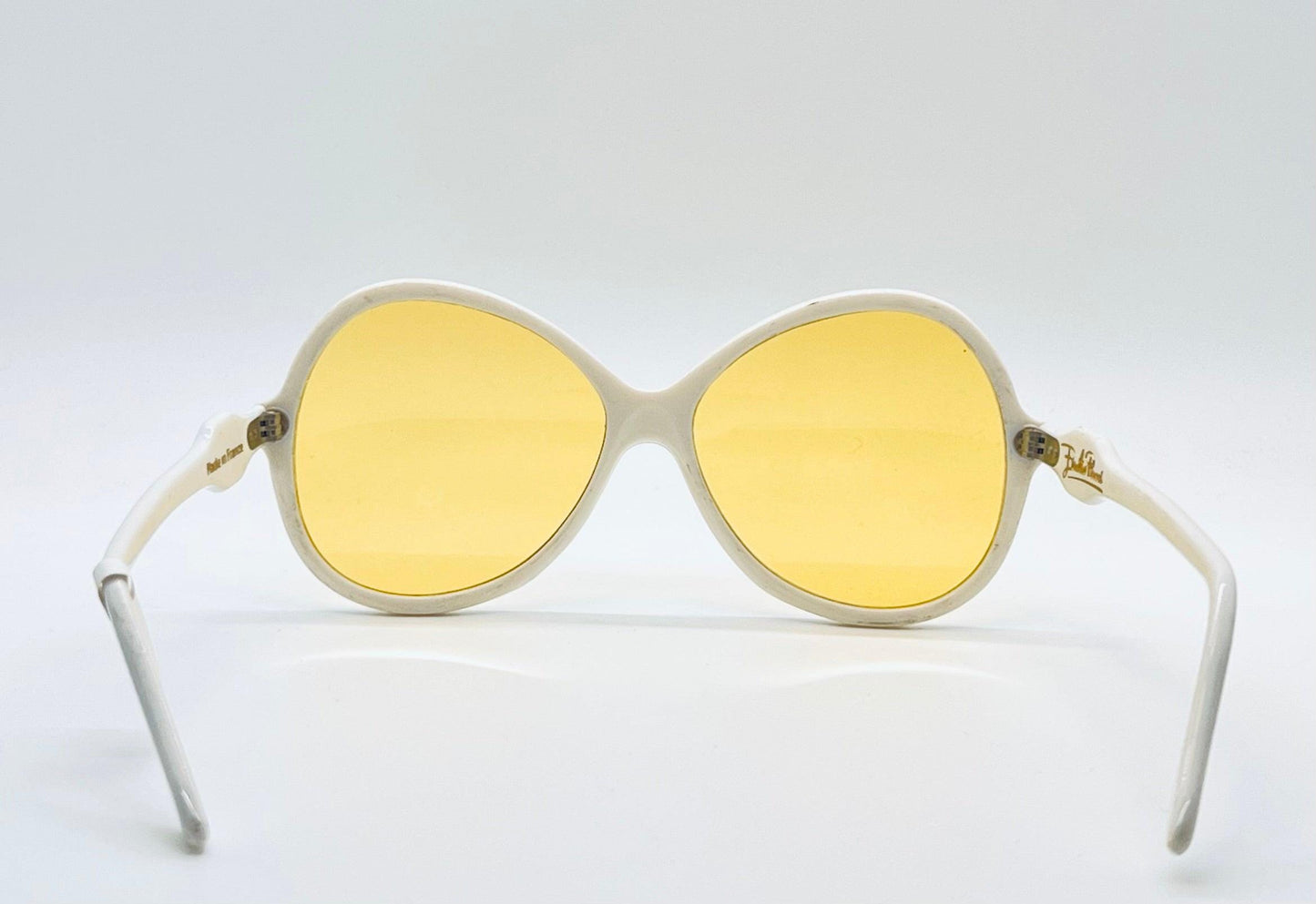 Vintage 1970S Emilio Pucci Sunglasses – Nos Pearl White With Muted Jade Accents, Original Solid Marigold Lenses-Made In France
