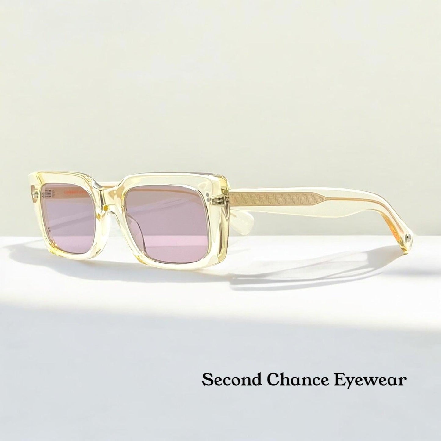 Garrett Leight Gl 3030 Pg Clear|Gold Sunglasses-Brand New|Full Kit W|Mauve Tinted Lenses
