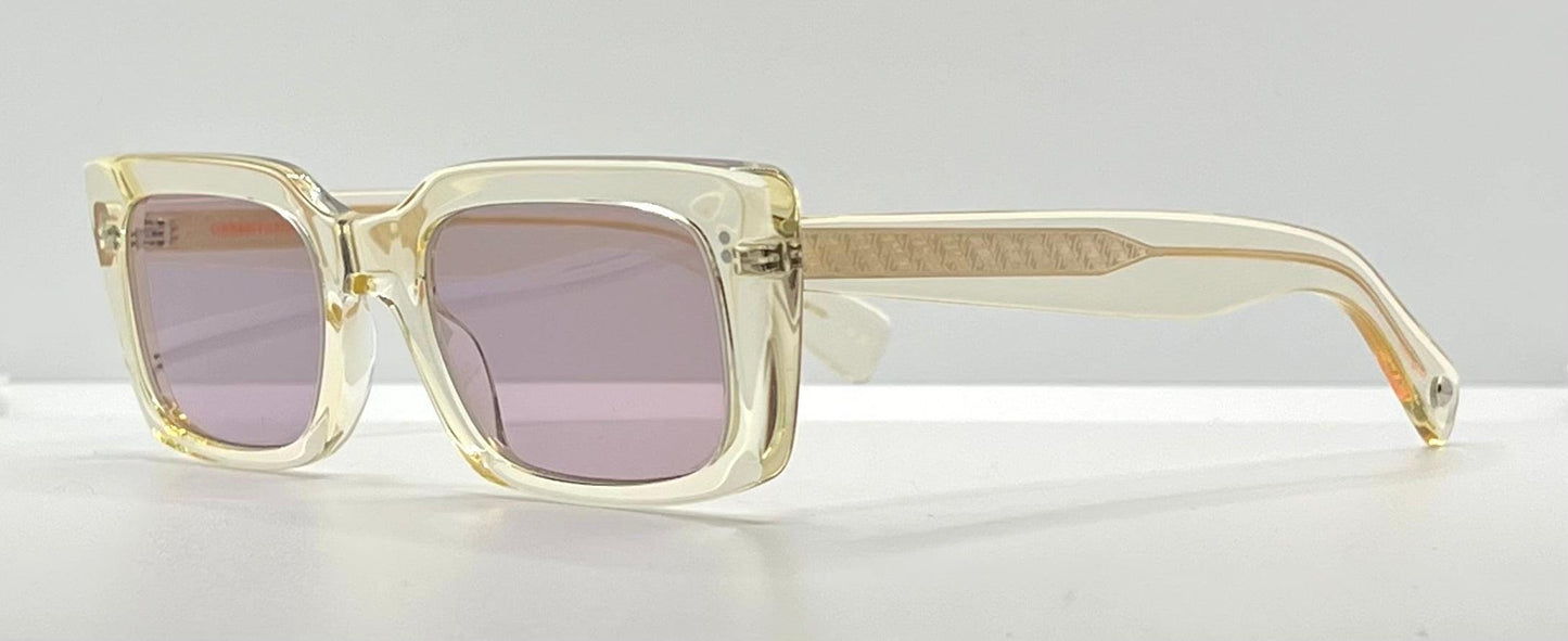 Garrett Leight Gl 3030 Pg Clear|Gold Sunglasses-Brand New|Full Kit W|Mauve Tinted Lenses