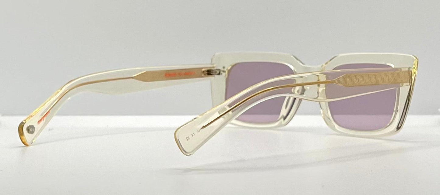 Garrett Leight Gl 3030 Pg Clear|Gold Sunglasses-Brand New|Full Kit W|Mauve Tinted Lenses