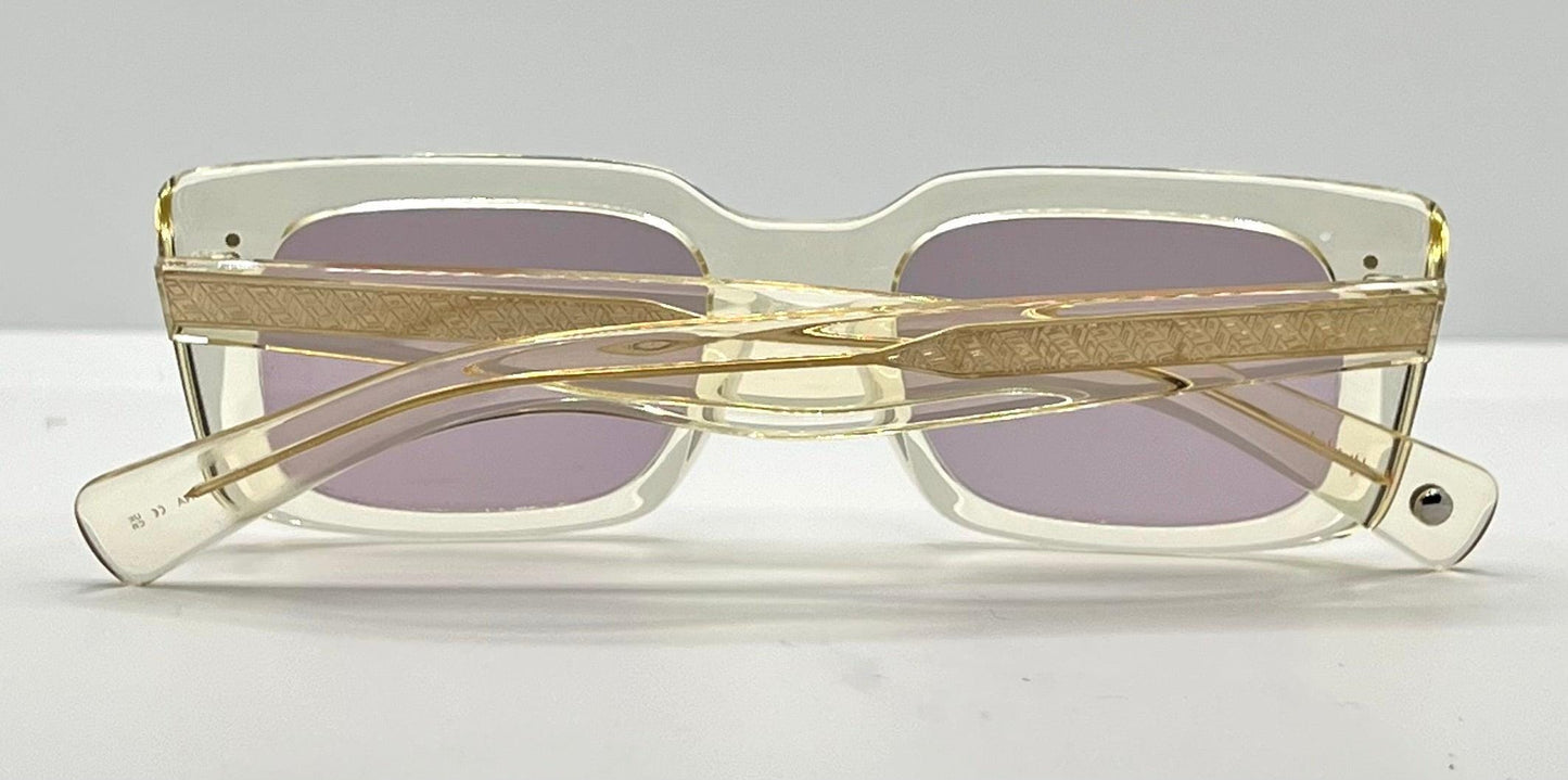 Garrett Leight Gl 3030 Pg Clear|Gold Sunglasses-Brand New|Full Kit W|Mauve Tinted Lenses