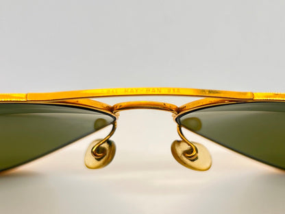 Vintage B&L Ray-Ban Large Metal Aviator 62-14 Gold Frame with New Blue Mirror Glass Lenses