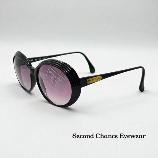 Courrèges Paris S50 Bk 140 Oversized Round Sunglasses-Vintage|Deadstock-Original Gradient Lenses-France
