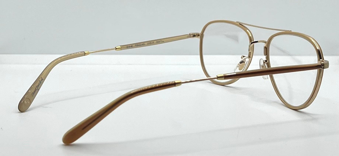 Garrett Leight Linnie Plbge-Mg Pearl Beige Matte Gold 51-19 Eyeglasses – Full Kit, New