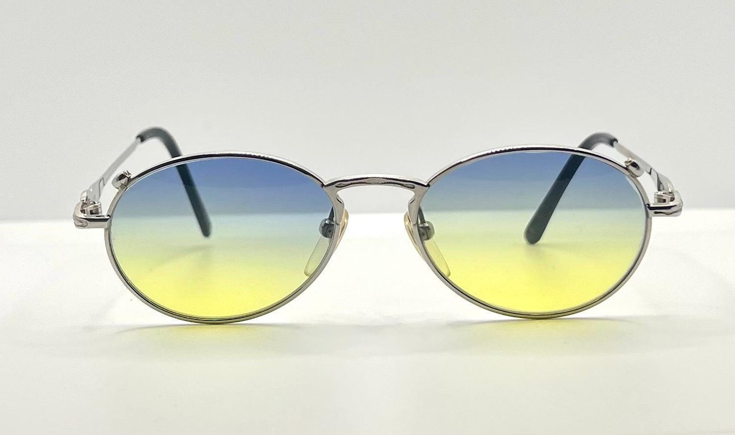 Jkj Turquoise Accent Vintage Sunglasses W|New, Custom Blue|Yellow Gradient Lenses-Japan