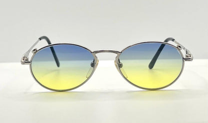 Jkj Turquoise Accent Vintage Sunglasses W|New, Custom Blue|Yellow Gradient Lenses-Japan