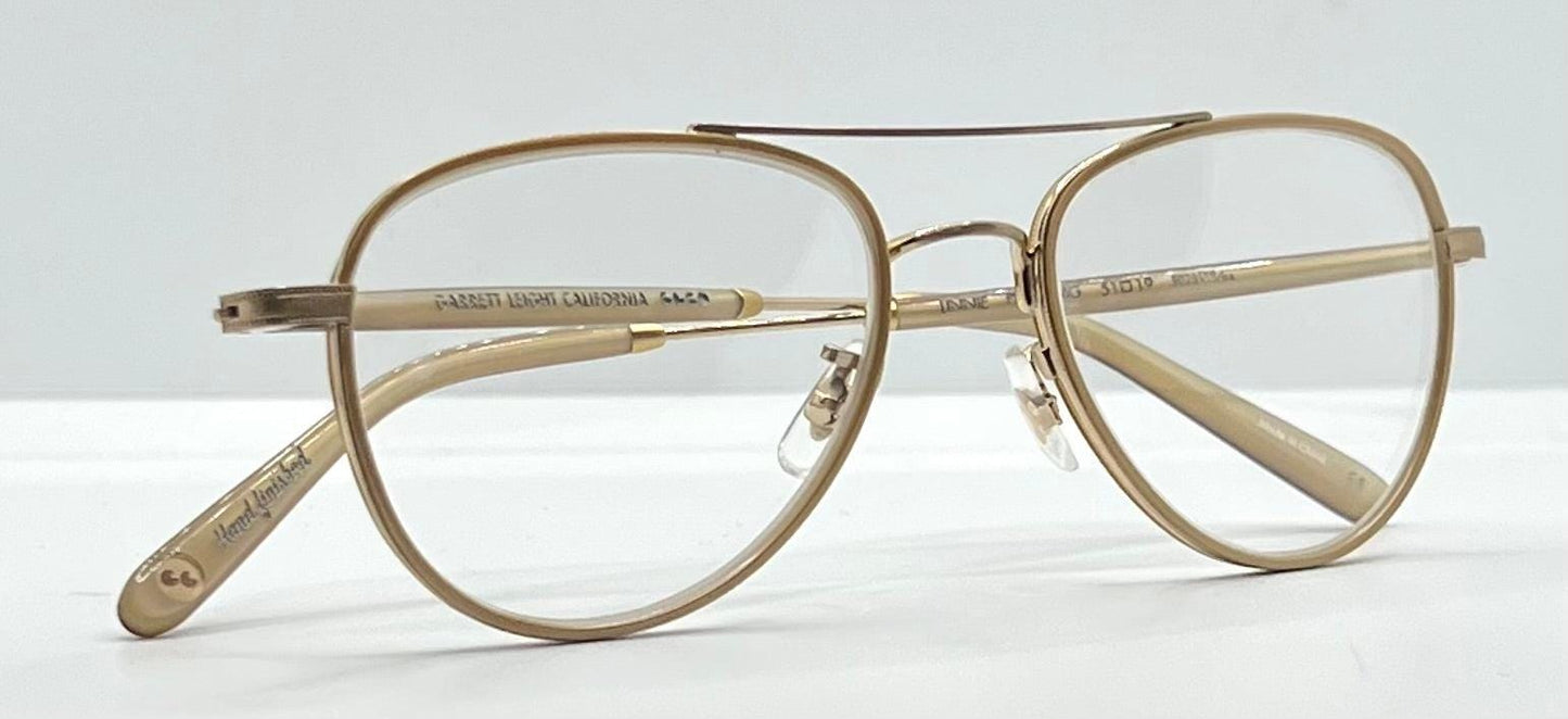 Garrett Leight Linnie Plbge-Mg Pearl Beige Matte Gold 51-19 Eyeglasses – Full Kit, New