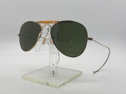 Vintage Sg 1|10 12K Gold-Filled Aviator Sunglasses – Amber Brow Bar – Green Glass Lenses – Late 1950S–70S – Usa Made-Deadstock