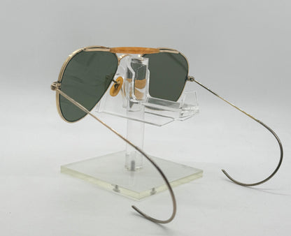 Vintage Sg 1|10 12K Gold-Filled Aviator Sunglasses – Amber Brow Bar – Green Glass Lenses – Late 1950S–70S – Usa Made-Deadstock