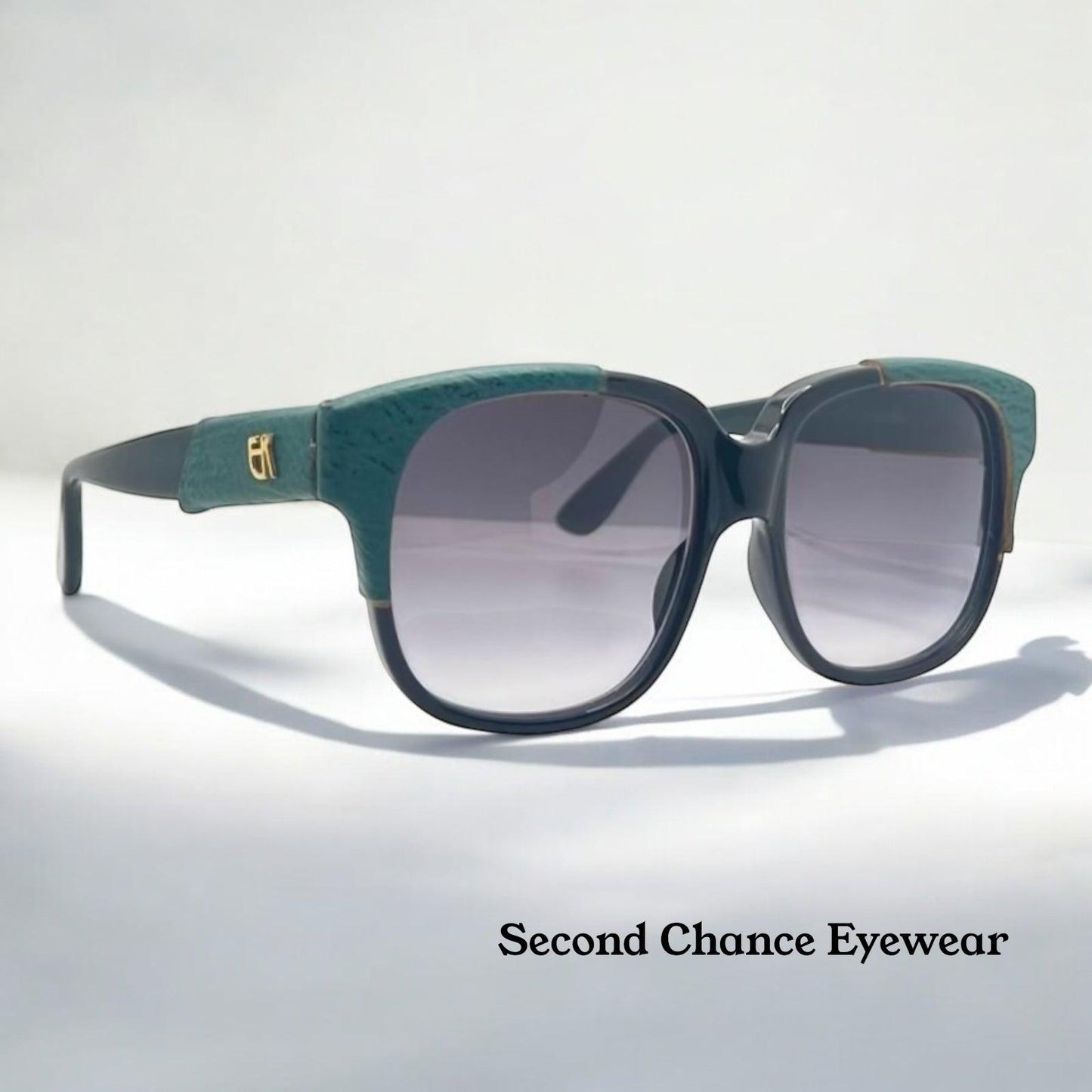 Vintage Emmanuelle Khanh 8980 Rq 16V Sunglasses – Green Ostrich Detail – France