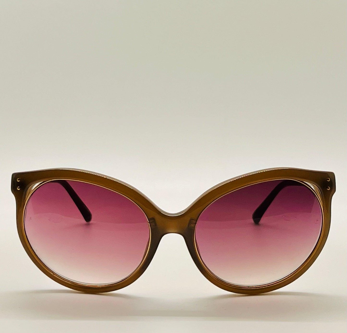 Vintage Nos Linda Farrow Luxe Sunglasses – Brown Frame With Gradient Purple Lenses, Model Lf10205A