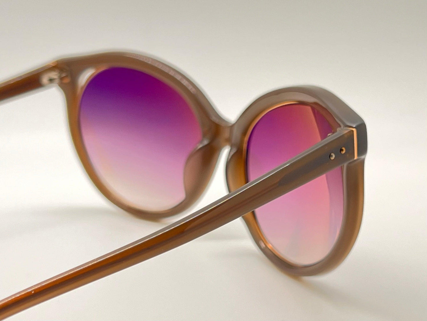 Vintage Nos Linda Farrow Luxe Sunglasses – Brown Frame With Gradient Purple Lenses, Model Lf10205A