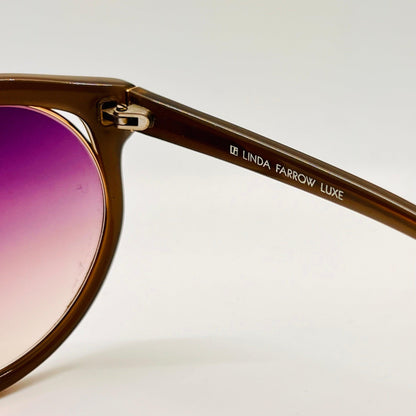 Vintage Nos Linda Farrow Luxe Sunglasses – Brown Frame With Gradient Purple Lenses, Model Lf10205A