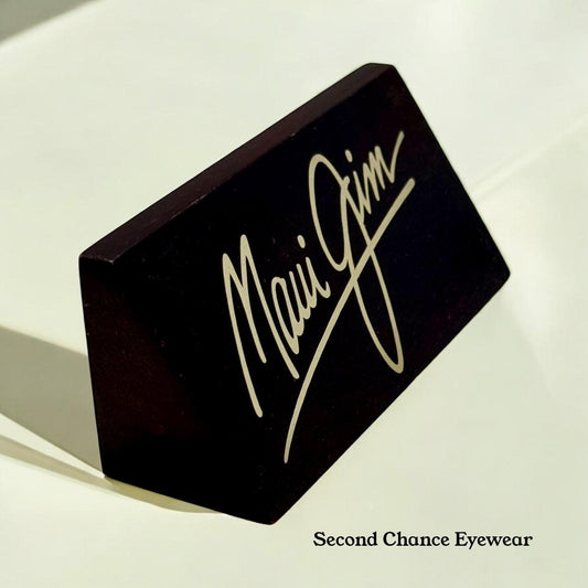 Pre-Owned Maui Jim Retail Display Sign - Lacquered Wood with Gold Logo