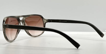 John Varvatos V769 Grey Horn Sunglasses – Leather Temples – New – Full Kit