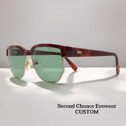 Silhouette M6067 V6053 Vintage Sunglasses-Red Tortoise W|New Green Custom Lenses