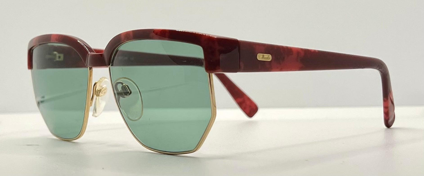 Silhouette M6067 V6053 Vintage Sunglasses-Red Tortoise W|New Green Custom Lenses
