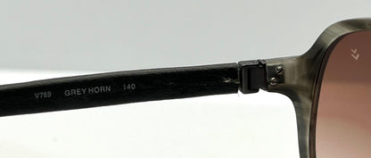 John Varvatos V769 Grey Horn Sunglasses – Leather Temples – New – Full Kit