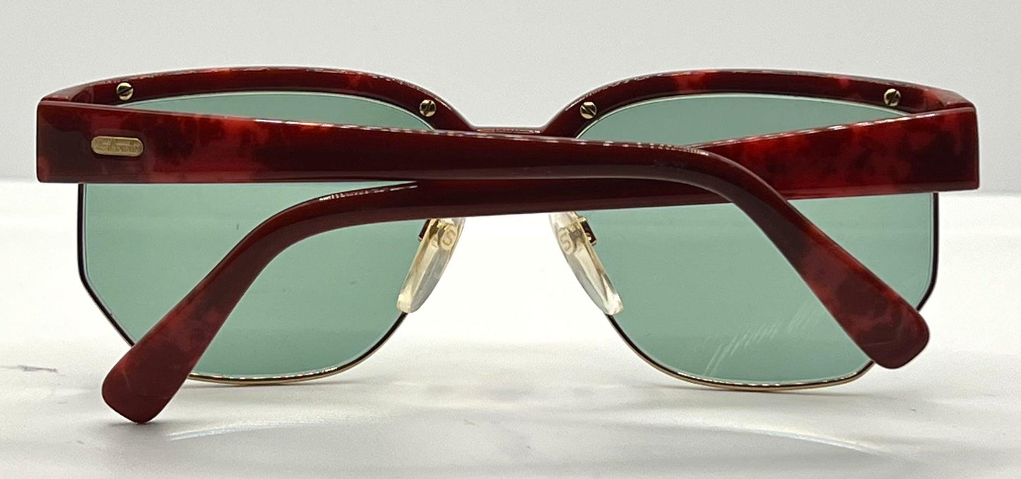 Silhouette M6067 V6053 Vintage Sunglasses-Red Tortoise W|New Green Custom Lenses