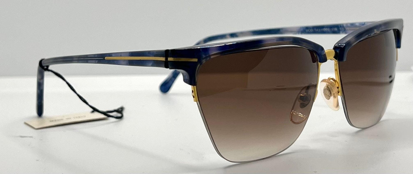 Gianni Versace 343 Blue Gold Vintage Sunglasses 56Mm Half-Rim-Unworn